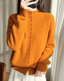 Mock Neck Merino Wool Cardigan