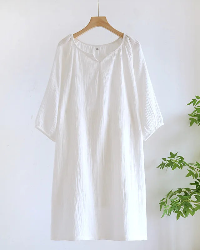 Cotton Crepe Solid Nightgown
