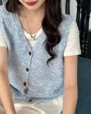 V-Neck Button Knit Sweater Vest