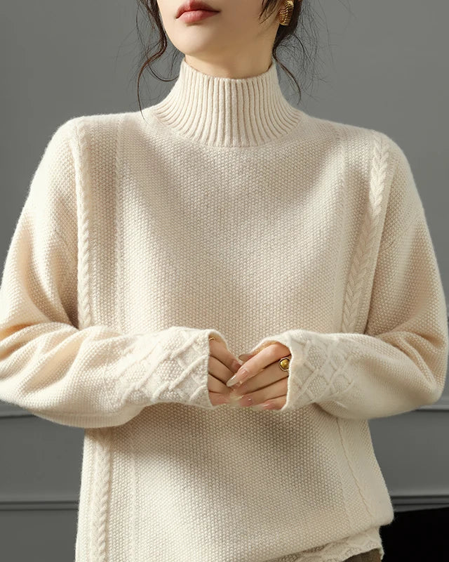 Refined Textured Wool Turtleneck Sweater