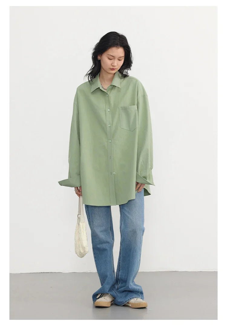 Oversized Long-sleeved Cotton Shirt