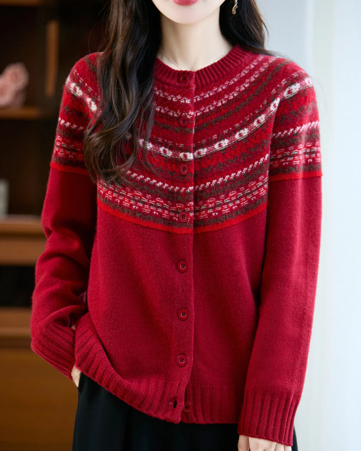 Fair Isle Merino Wool Cardigan