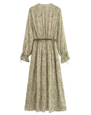 Chiffon Printed V-Neck Fashionable Long Dress