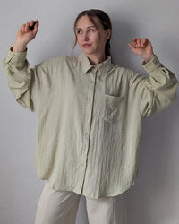 Oversized Linen-Blend Long-Sleeve Shirt