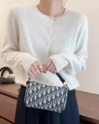 Pure Wool Round-Neck Slim Cardigan