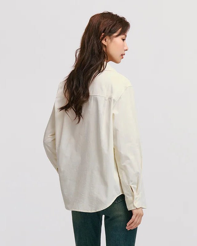 Mid-Length Loose Corduroy Long-Sleeved Shirt