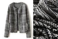 Houndstooth Fringe Cashmere Open Cardigan