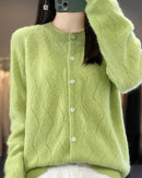 Merino Wool Hollow Knit Cardigan