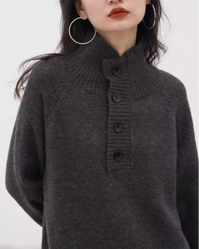 Cashmere Turtleneck Loose Knit Maxi Dress