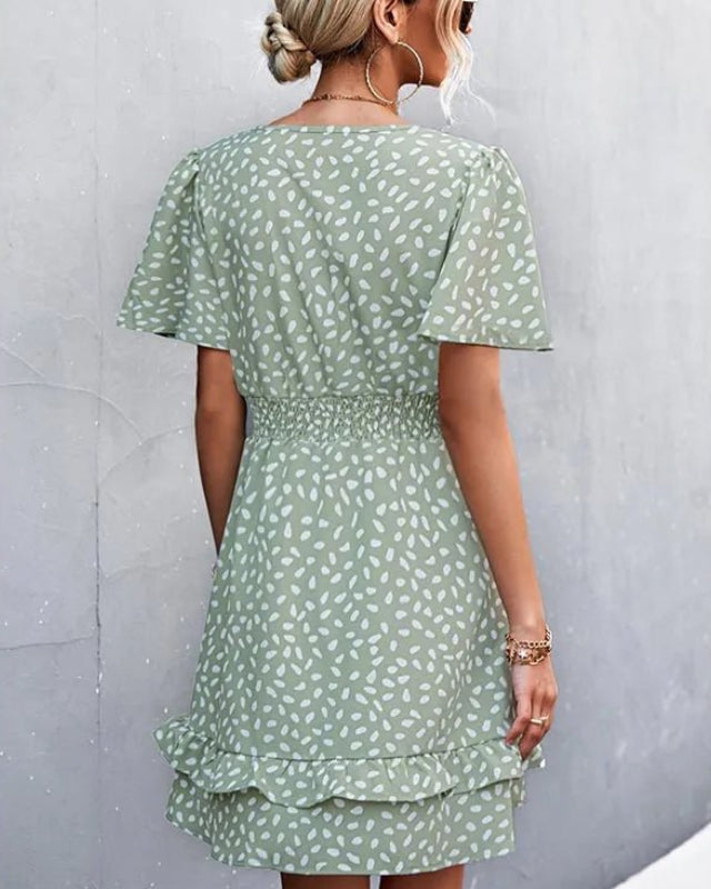 V-Neck Floral Mini Dress