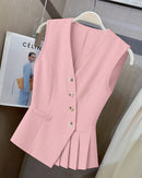 Asymmetric Button Peplum Vest