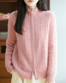 Wool & Cashmere Cable Knit Zipper Sweater