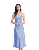 Lace-Trim Satin Mid-Length Slip Nightgown