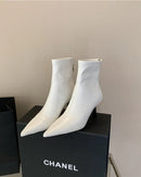 Simple Pointed-Toe Ankle Boots With High Heels