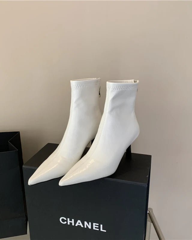 Simple Pointed-Toe Ankle Boots With High Heels