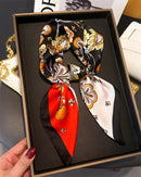 Printed Satin Square Neckerchief Scarf