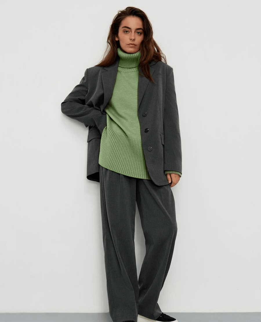 Turtle Neck Basic Knitted Split Pullover