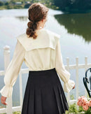 Elegant Lace V-Neck Bow Blouse