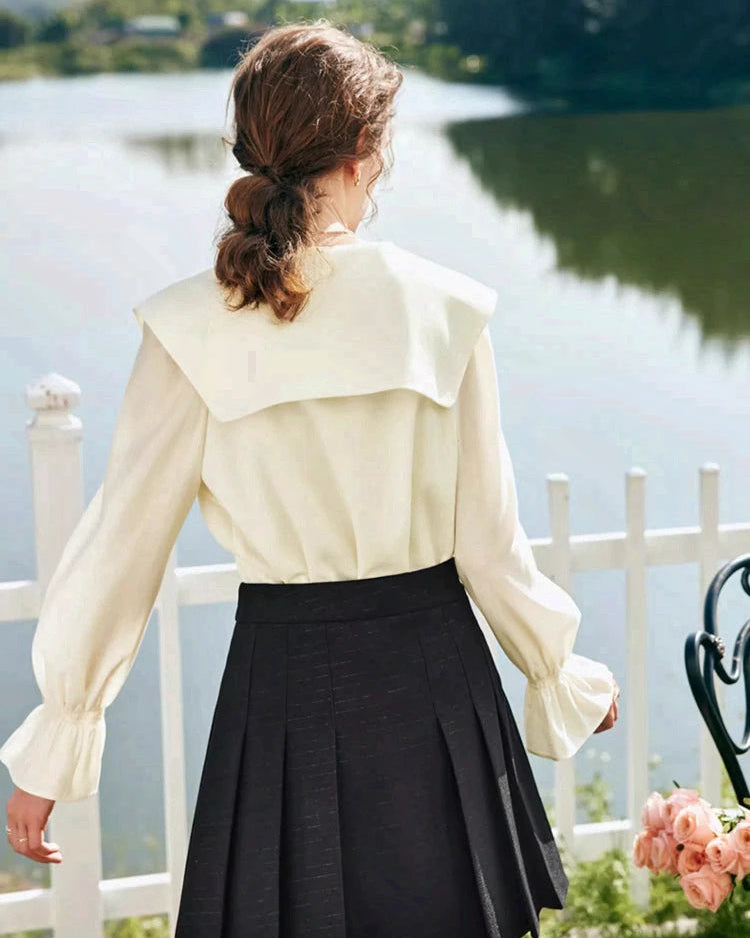 Elegant Lace V-Neck Bow Blouse