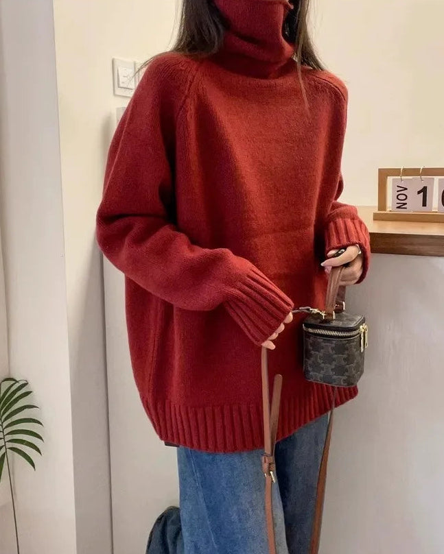 Refined Raglan Turtleneck Knit Sweater
