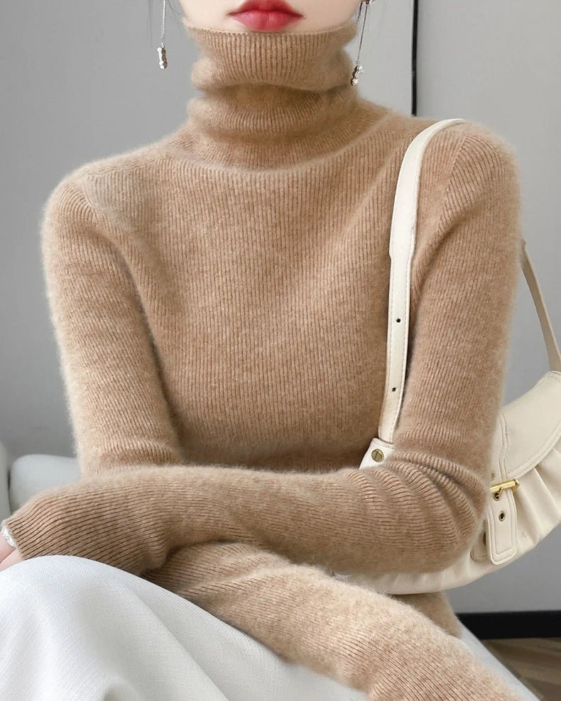 Wool Long-Sleeved Turtleneck Slim Fit Sweater