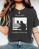 Women's fun cat print T-shirt featuring a funny cat quote graphic, breathable cotton blend, and a relaxed unisex fit for grunge, goth, and streetwear styles.