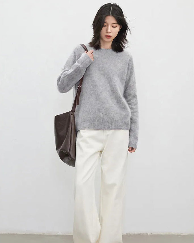 Oversized Wool Cashmere Crew Sweater