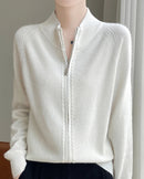 Raglan Merino Wool Zip Cardigan