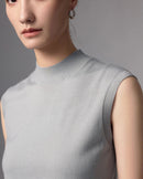 Lightweight Worsted Wool Mock Neck Top
