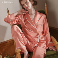 Long Sleeve Satin Pajamas Suit