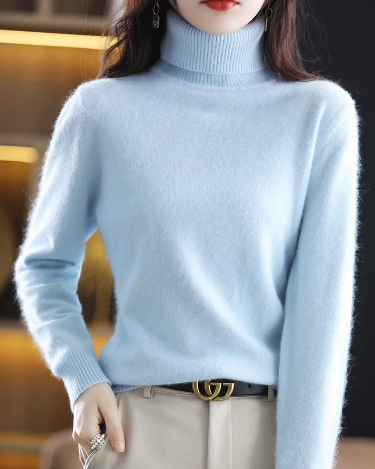 Plush Mink Cashmere Turtleneck Sweater