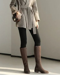 Suede Zip Knee Plush-High Boots