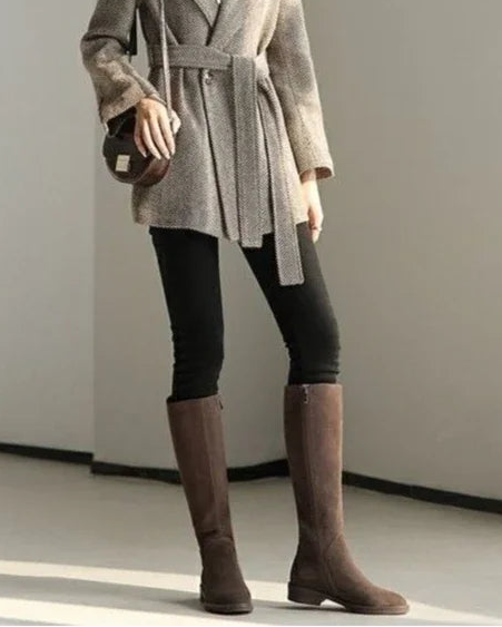 Suede Zip Knee Plush-High Boots