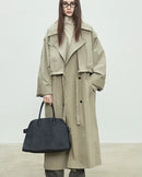 Oversized Double-Breasted Long Trench Coat