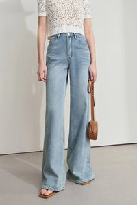 Versatile Denim Low Waist Thin Wide Leg Pants