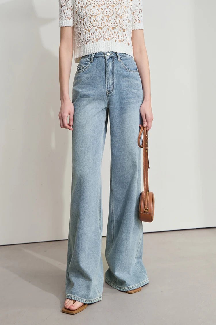 Versatile Denim Low Waist Thin Wide Leg Pants