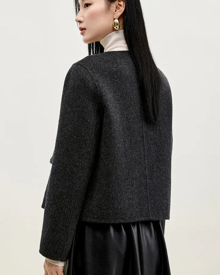 Wool Blend Single Breasted Jacket