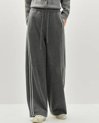 Striped Wide-Leg Ankle Trousers