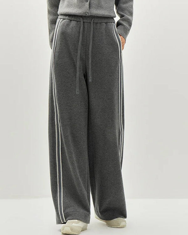 Striped Wide-Leg Ankle Trousers