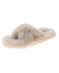 Cross-Strap Plush House Slippers