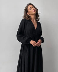 Elegant Long-Sleeved V-Neck Party Beach Dress