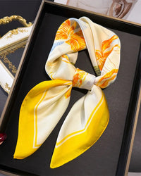 Floral Print Satin Square Scarf