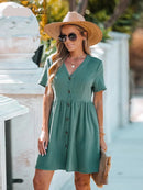Button Front Cotton Mini Dress