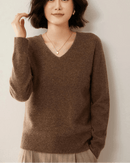 Soft Wool Long-Sleeved V-Neck Knit Sweater