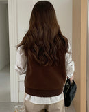 Plaid Wool V Neck Sweater Vest