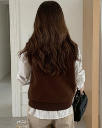 Plaid Wool V Neck Sweater Vest