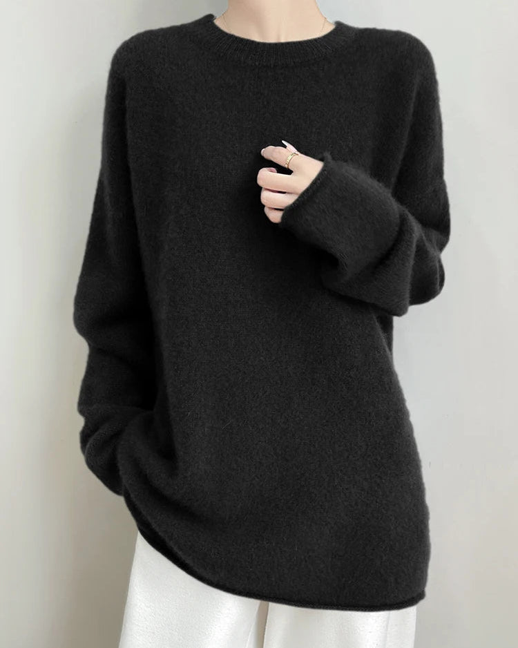 Longline Cashmere Crewneck Sweater