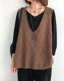 Oversized V-Neck Hollow Knit Vest