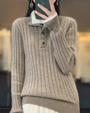 Wool Turn-Down Collar Pullover Sweater