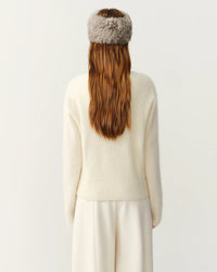 High-Neck Wool Button Cardigan
